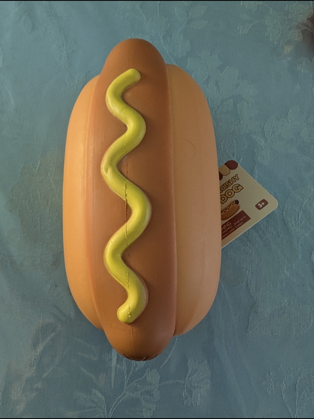 Craft Jumbo Squishy Hot Dog Toy in Orange and Brown with Yellow Accent